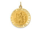 FJC Finejewelers 14 kt Yellow Gold Solid Polished/Satin Medium Round St. Christopher Medal 29 x 22 mm