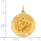 FJC Finejewelers 14 kt Yellow Gold Solid Polished/Satin Large Round St. Christopher Medal 31 x 24 mm