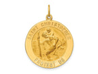 FJC Finejewelers 14 kt Yellow Gold Solid Polished/Satin Large Round St. Christopher Medal 31 x 24 mm