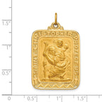 FJC Finejewelers 14 kt Yellow Gold Solid Polished/Satin Large Rectangle St. Christopher Medal 39 x 25 mm
