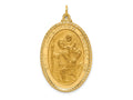 FJC Finejewelers 14 kt Yellow Gold Solid Polished/Satin Beaded Edge St. Christopher Medal 41 x 25 mm