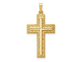 FJC Finejewelers 14 kt Yellow Gold Hollow Polished Rope Edge Latin Cross 34 x 18 mm