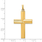 FJC Finejewelers 14 kt Yellow Gold Hollow Polished Stripe Design Latin Cross 42 x 23 mm