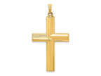 FJC Finejewelers 14 kt Yellow Gold Hollow Polished Stripe Design Latin Cross 42 x 23 mm