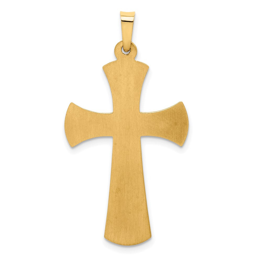 FJC Finejewelers 14 kt Yellow Gold Hollow Polished with Rhodium Beaded Edge Cross 35 x 18 mm