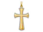 FJC Finejewelers 14 kt Yellow Gold Hollow Polished with Rhodium Beaded Edge Cross 35 x 18 mm