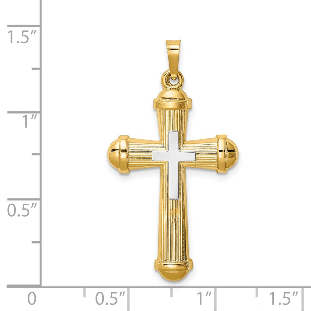 FJC Finejewelers 14 kt Two Tone Gold Hollow Polished Cross with Center Cross 35 mm