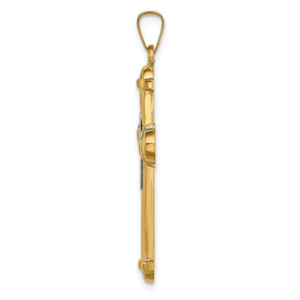 FJC Finejewelers 14 kt Two Tone Gold Hollow Polished Cross with Center Cross 35 mm