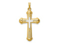 FJC Finejewelers 14 kt Two Tone Gold Hollow Polished Cross with Center Cross 35 mm