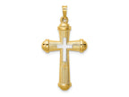 FJC Finejewelers 14 kt Two Tone Gold Hollow Polished Cross with Center Cross 35 mm
