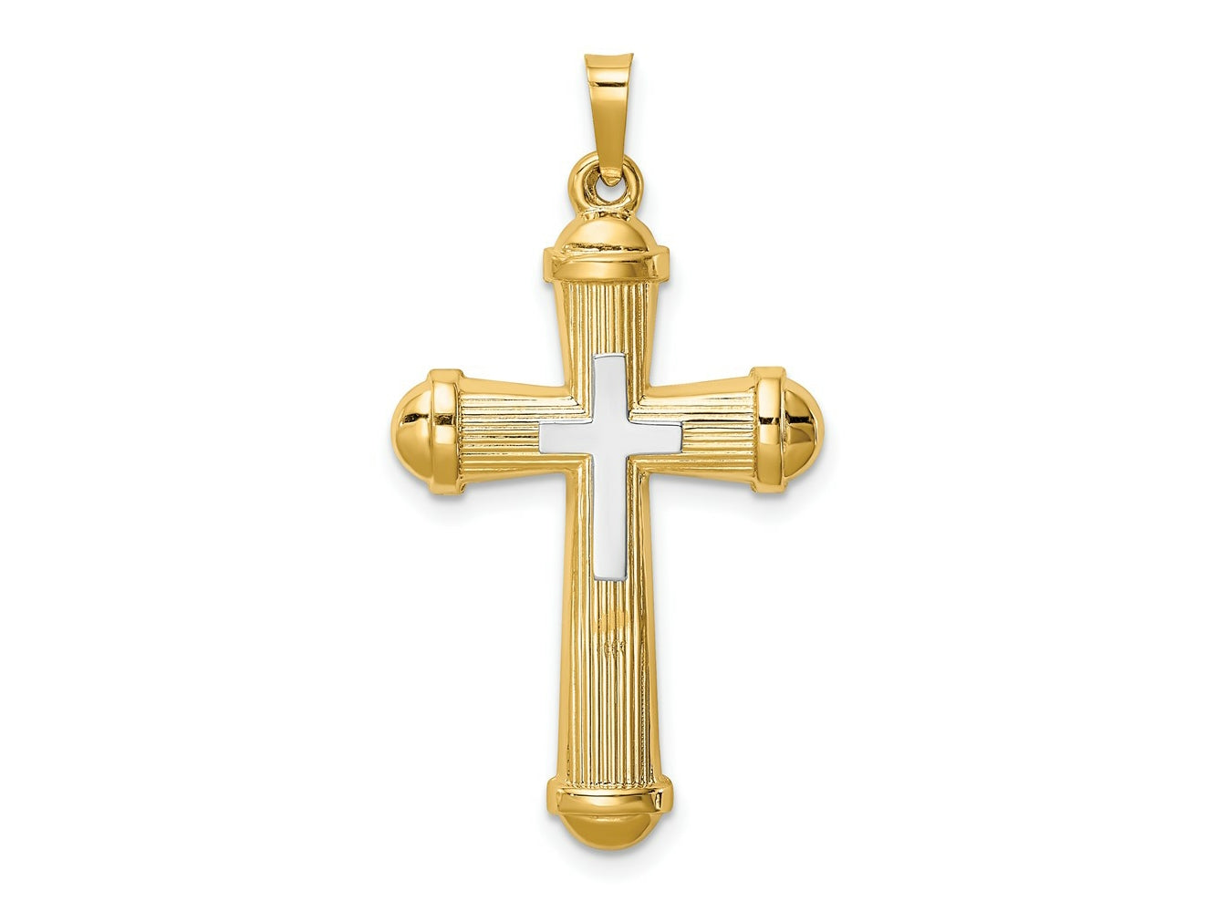FJC Finejewelers 14 kt Two Tone Gold Hollow Polished Cross with Center Cross 35 mm