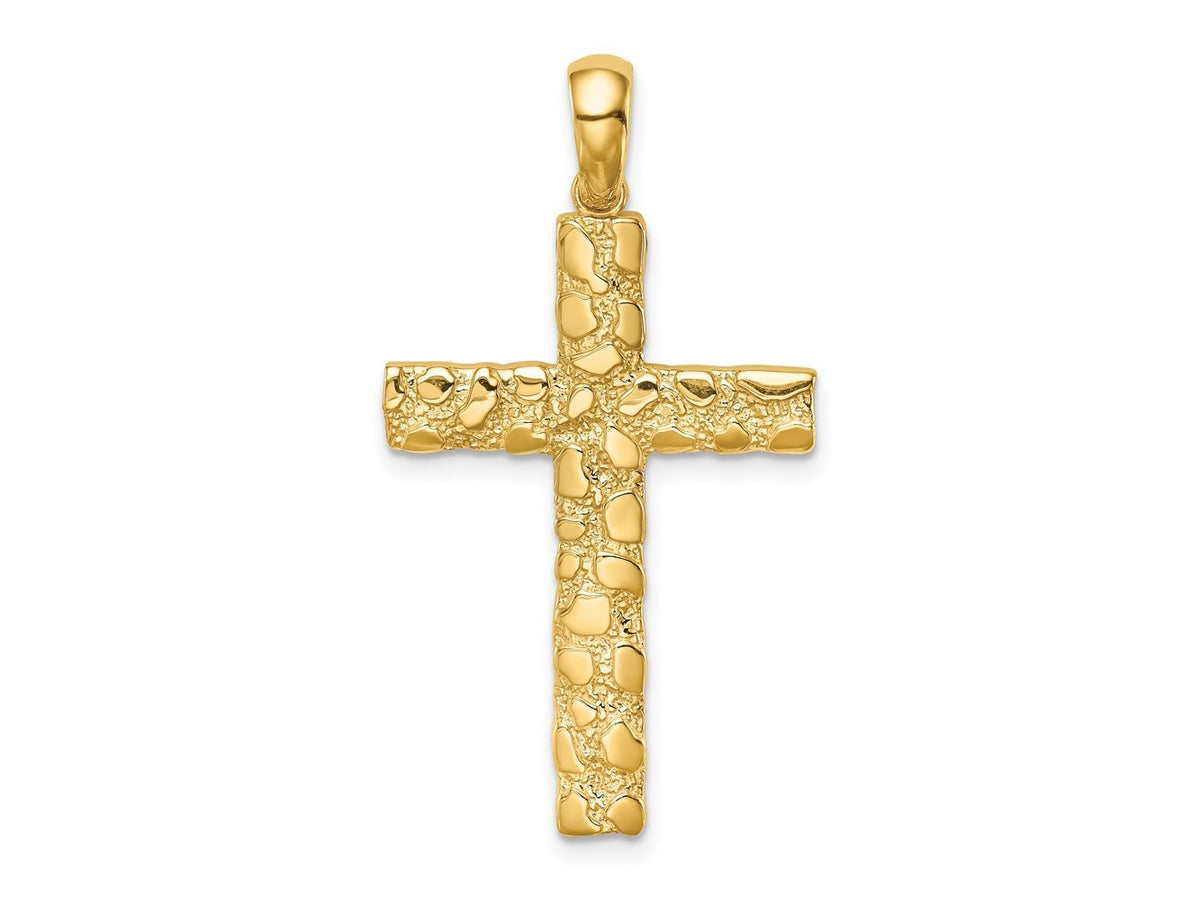 FJC Finejewelers 14 kt Yellow Gold Nugget Cross Charm 37 x 20 mm