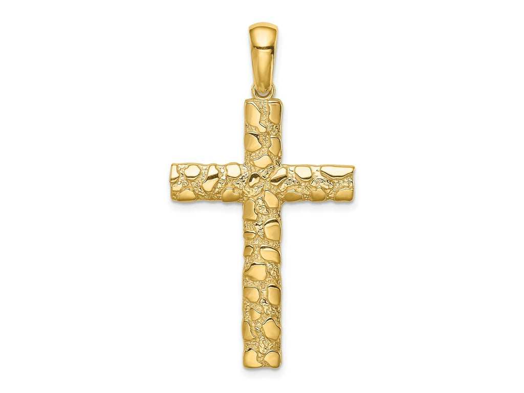 FJC Finejewelers 14 kt Yellow Gold Nugget Cross Charm 45 x 24 mm