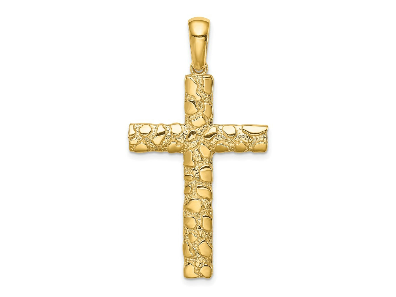 FJC Finejewelers 14 kt Yellow Gold Nugget Cross Charm 45 x 24 mm