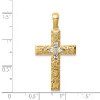 FJC Finejewelers 14 kt Yellow Gold White Rhodium Bright Cut Cross Charm 38 x 20 mm