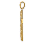 FJC Finejewelers 14 kt Yellow Gold White Rhodium Bright Cut Cross Charm 38 x 20 mm