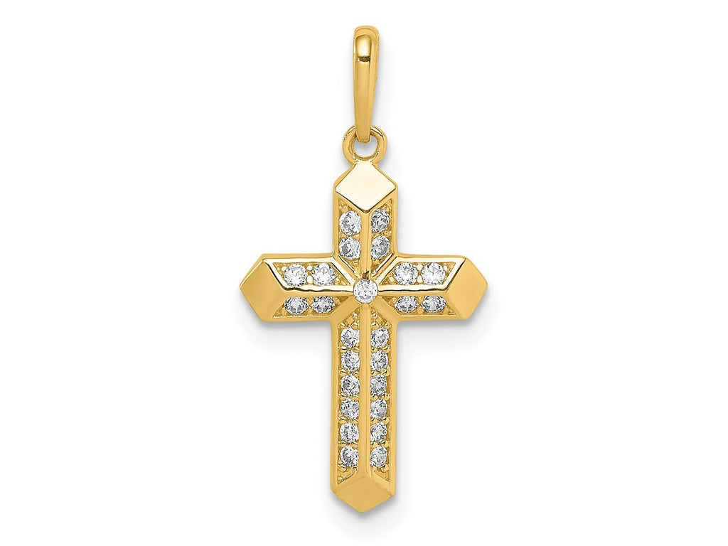 FJC Finejewelers 14 kt Yellow Gold Cross CZ Charm 22 x 11 mm