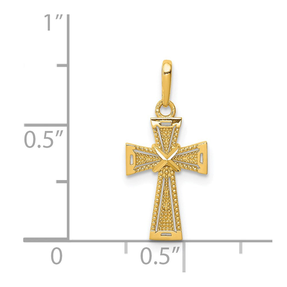 FJC Finejewelers 14 kt Yellow Gold Bright Cut Cross Charm 20 x 9 mm