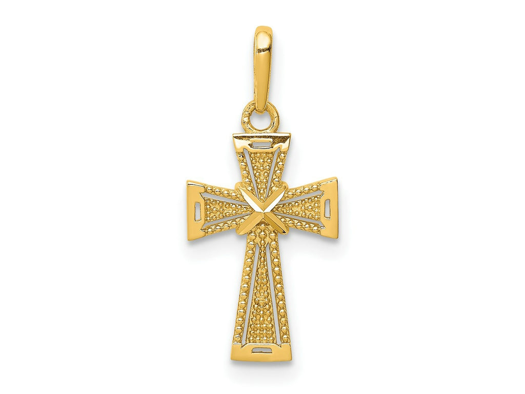 FJC Finejewelers 14 kt Yellow Gold Bright Cut Cross Charm 20 x 9 mm