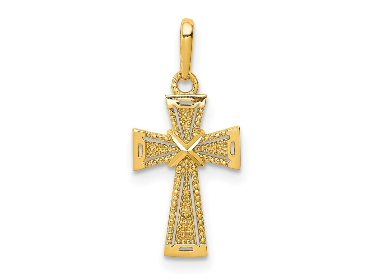 FJC Finejewelers 14 kt Yellow Gold Bright Cut Cross Charm 20 x 9 mm