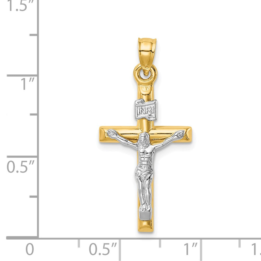 FJC Finejewelers 14 kt Two Tone Gold Hollow Crucifix Charm 31 x 15 mm