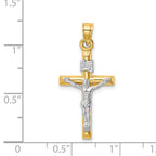 FJC Finejewelers 14 kt Two Tone Gold Hollow Crucifix Charm 31 x 15 mm