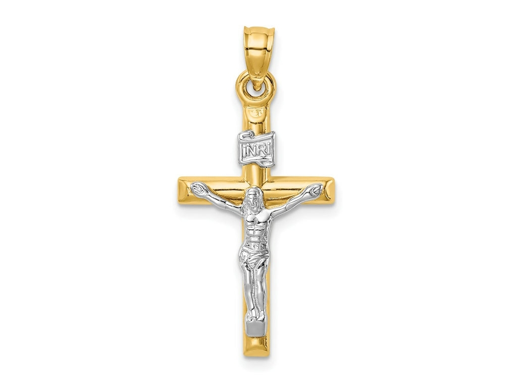 FJC Finejewelers 14 kt Two Tone Gold Hollow Crucifix Charm 31 x 15 mm