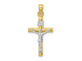 FJC Finejewelers 14 kt Two Tone Gold Hollow Crucifix Charm 31 x 15 mm