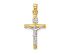 FJC Finejewelers 14 kt Two Tone Gold Hollow Crucifix Charm 31 x 15 mm
