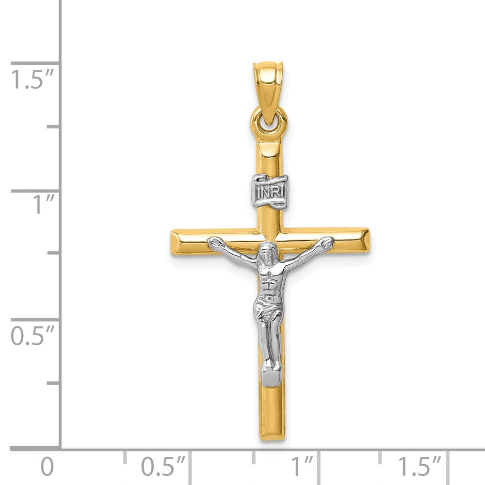 FJC Finejewelers 14 kt Two Tone Gold Hollow Crucifix Charm 36 x 20 mm