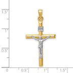 FJC Finejewelers 14 kt Two Tone Gold Hollow Crucifix Charm 36 x 20 mm