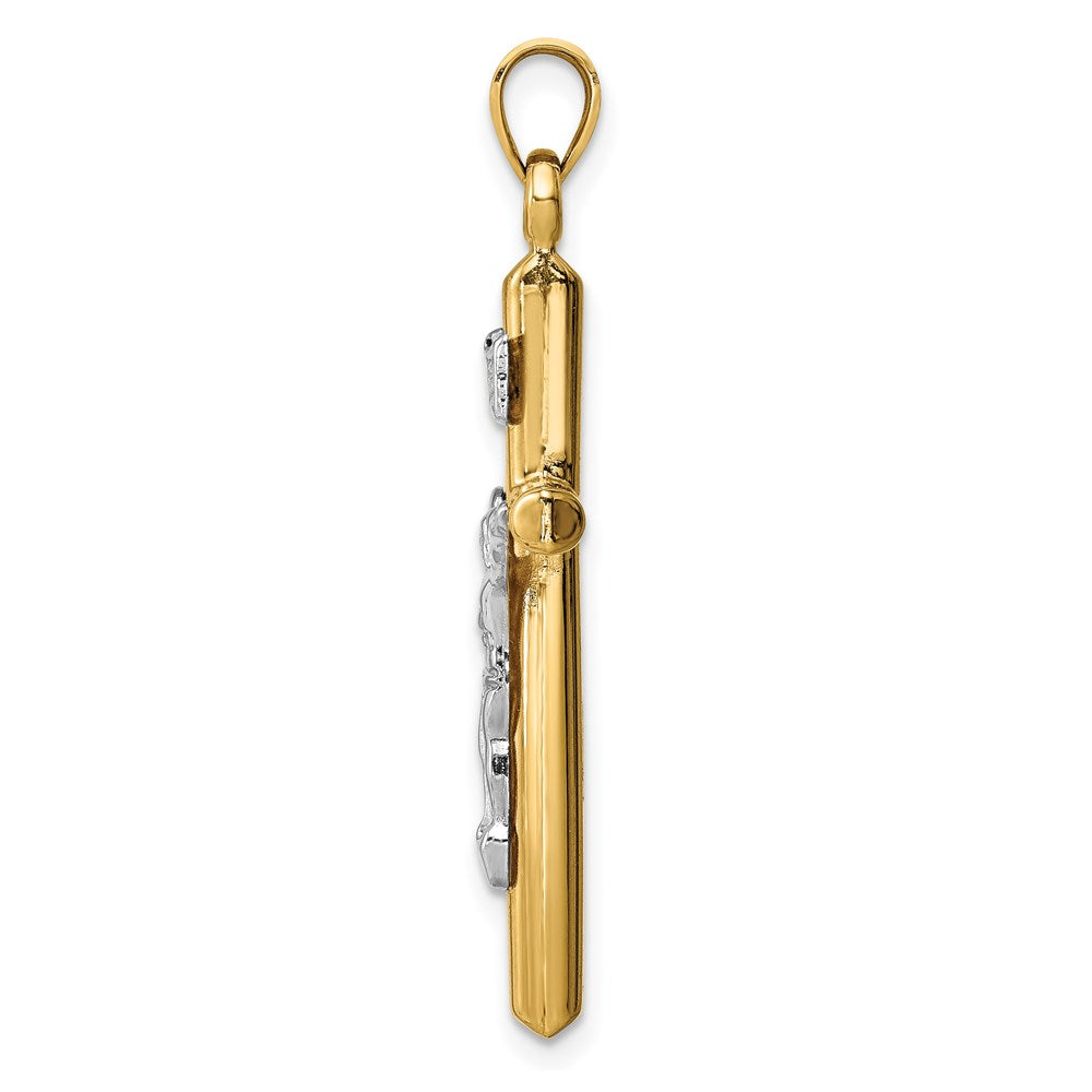 FJC Finejewelers 14 kt Two Tone Gold Hollow Crucifix Charm 36 x 20 mm
