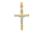 FJC Finejewelers 14 kt Two Tone Gold Hollow Crucifix Charm 36 x 20 mm