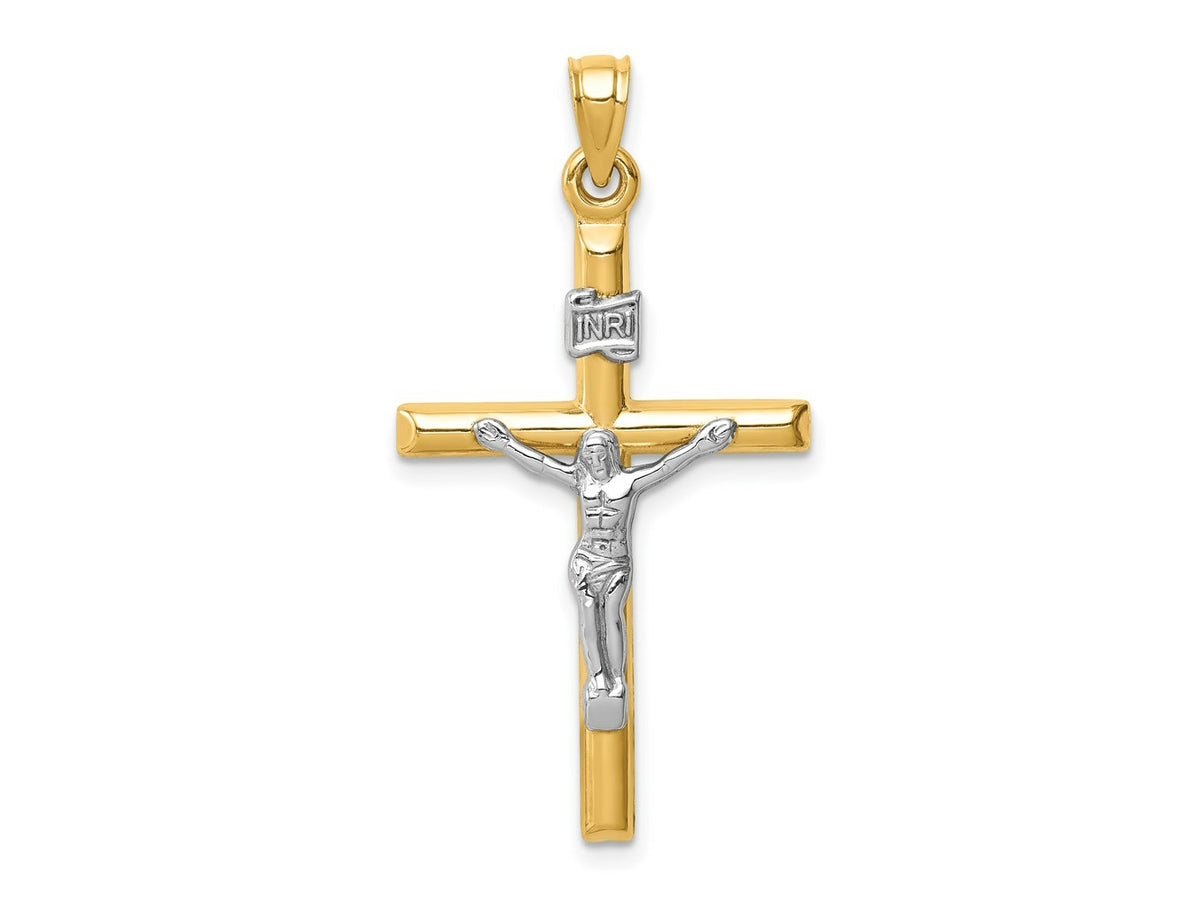 FJC Finejewelers 14 kt Two Tone Gold Hollow Crucifix Charm 36 x 20 mm
