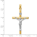 FJC Finejewelers 14 kt Two Tone Gold Hollow Crucifix Charm 43 x 25 mm