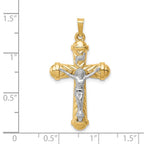 FJC Finejewelers 14 kt Two Tone Gold Hollow Polished Chevron Design Crucifix 24 x 19 mm