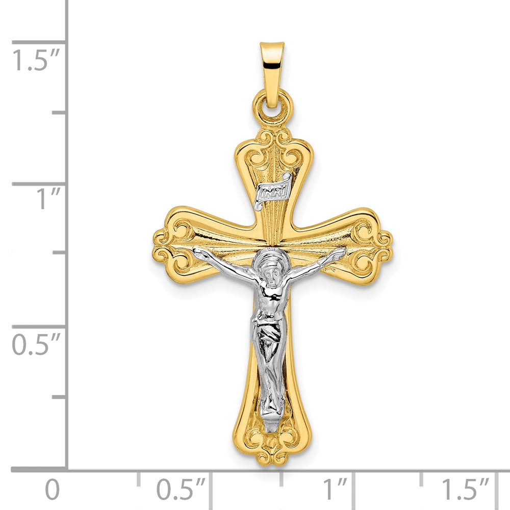 FJC Finejewelers 14 kt Two Tone Gold Polished Solid INRI Curcifix Cross Charm 22 mm
