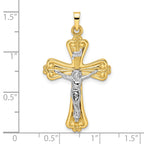 FJC Finejewelers 14 kt Two Tone Gold Polished Solid INRI Curcifix Cross Charm 22 mm