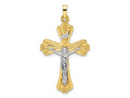 FJC Finejewelers 14 kt Two Tone Gold Polished Solid INRI Curcifix Cross Charm 22 mm