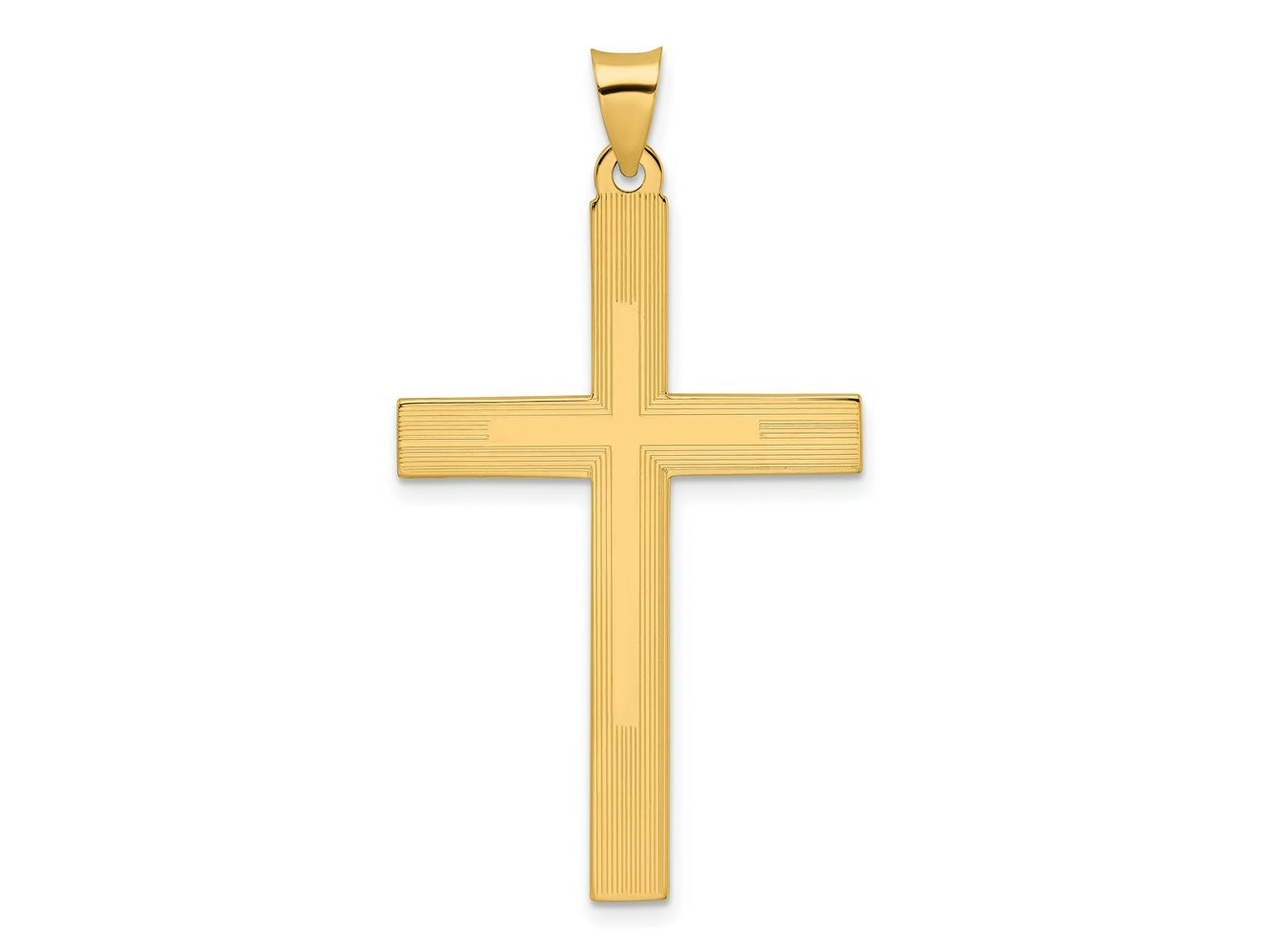 FJC Finejewelers 14 kt Yellow Gold Polished and Line Design Solid Cross Charm 47 x 26 mm