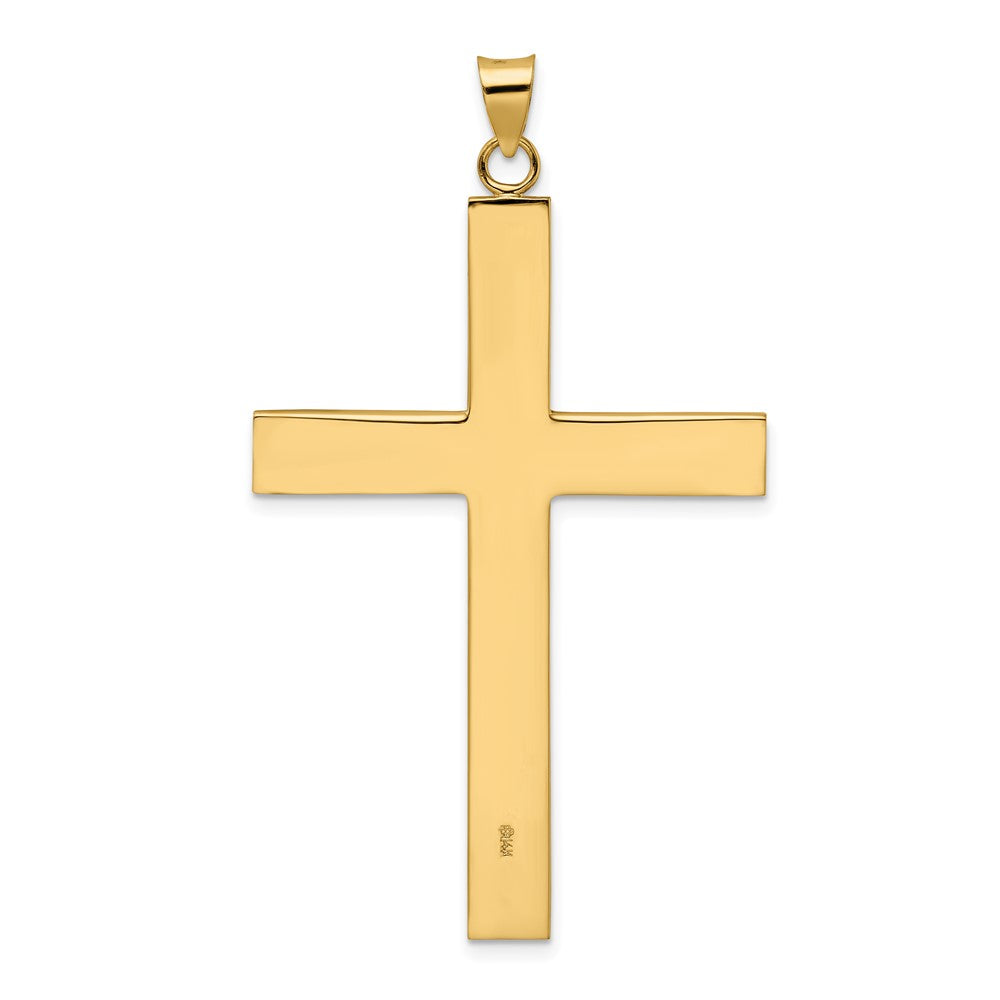 FJC Finejewelers 14 kt Yellow Gold Polished and Line Design Solid Cross Charm 60 x 35 mm