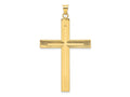 FJC Finejewelers 14 kt Yellow Gold Polished and Line Design Solid Cross Charm 60 x 35 mm