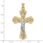 FJC Finejewelers 14 kt Two Tone Gold Polished Solid Fancy INRI Crucifix Charm 31 mm