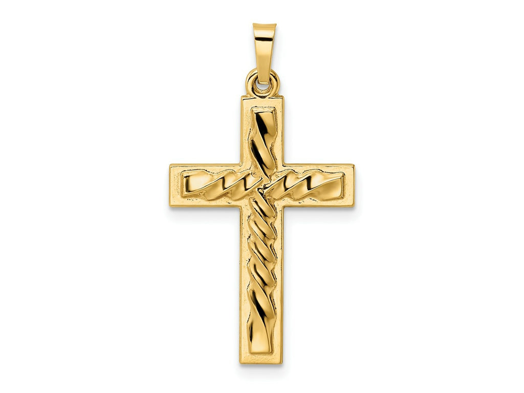 FJC Finejewelers 14 kt Yellow Gold Polished and Twisted Hollow Cross Charm 32 x 17 mm