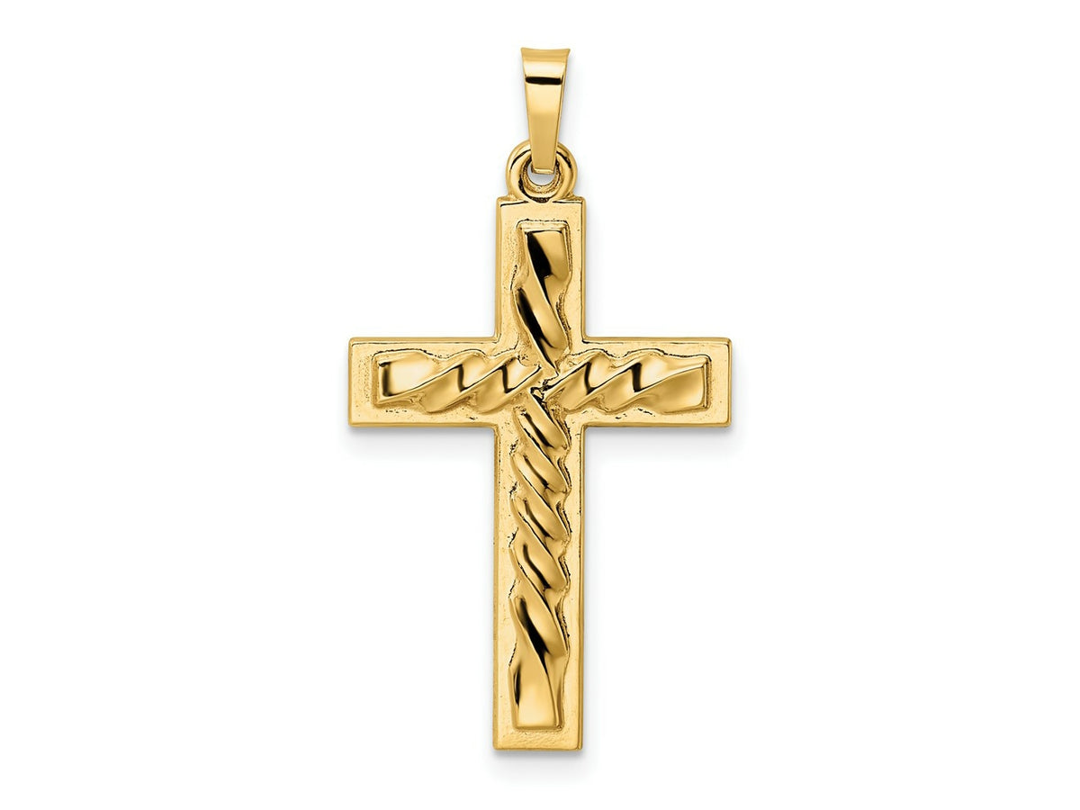 FJC Finejewelers 14 kt Yellow Gold Polished and Twisted Hollow Cross Charm 32 x 17 mm