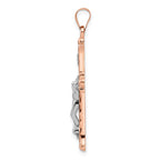 FJC Finejewelers 14 kt Two Tone Gold Themed Rose and Polished Fleur de Lis INRI Hollow Crucifix Charm 23 x 35mm