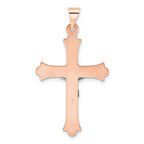 FJC Finejewelers 14 kt Two Tone Gold Themed Rose and Polished Fleur de Lis INRI Hollow Crucifix Charm 23 x 35mm