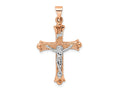 FJC Finejewelers 14 kt Two Tone Gold Themed Rose and Polished Fleur de Lis INRI Hollow Crucifix Charm 23 x 35mm