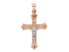 FJC Finejewelers 14 kt Two Tone Gold Themed Rose and Polished Fleur de Lis INRI Hollow Crucifix Charm 23 x 35mm