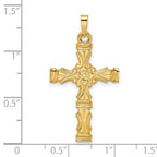 FJC Finejewelers 14 kt Yellow Gold Polished Solid Floral Center Cross Charm 34 x 19 mm